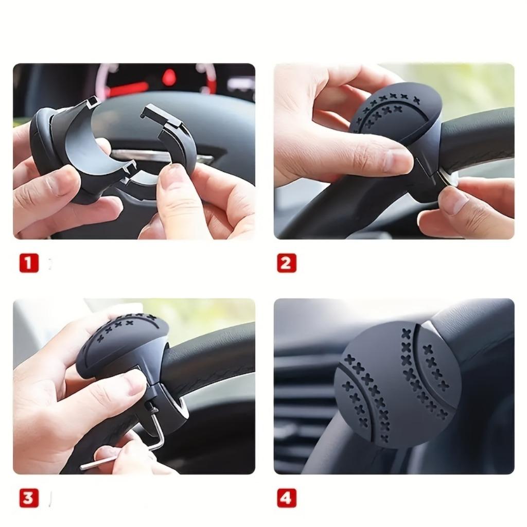 Steering Wheel Booster Swivel Aid Automotive Silent Built-in Bearing Soft Silicone Easy Installation Adjustable Suitable for Light Cars Trucks