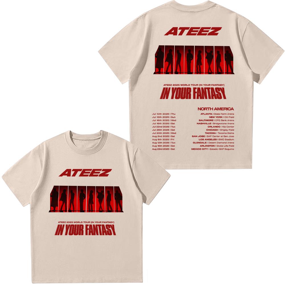 Ateez 2025 World Tour In Fantasy T Shirt ATEEZ In Treasure Shirt Female Cotton Summer New T-shirts Unisex High Quality Soft Tees