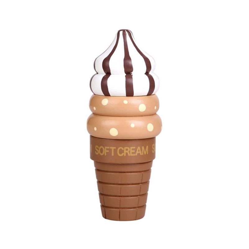 Kid Magnetic House Play Toy Wooden Chocolate Vanilla Strawberry Ice Cream Children Gift