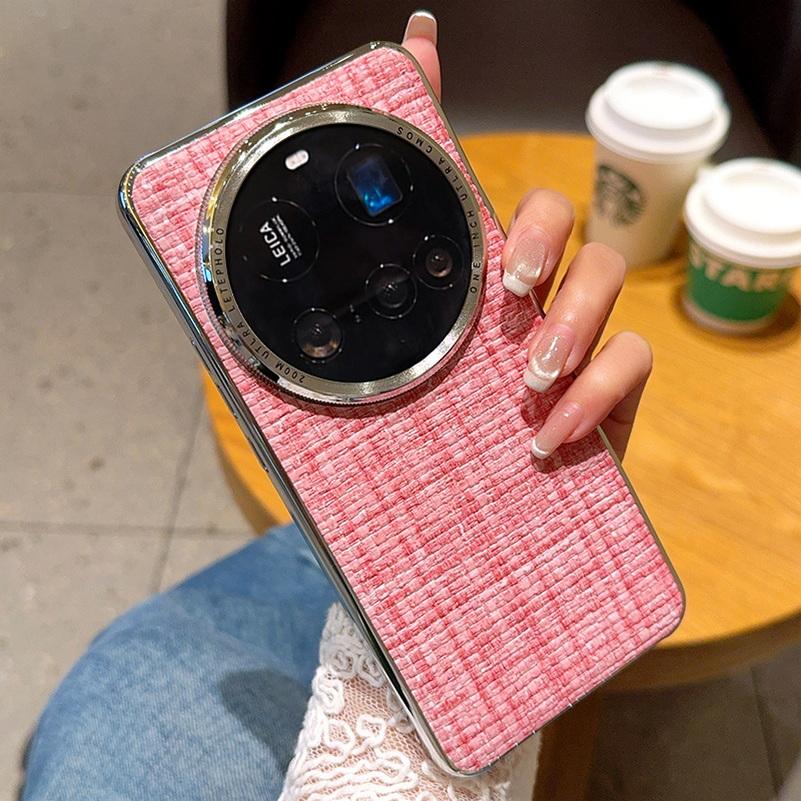

Braided Galvanic Silver Frame Phone Case For Xiaomi 15 Ultra 15 Pro Mi 14 ultra 13 Ultra Slim Hard Camera Lens Protection Cover xiaomi 15 рожевий