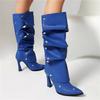 Dames høye hæler sexy europeisk og amerikansk stil nye spisse tynne hæler store størrelser middels støvletter