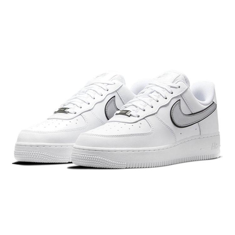 New Nike Air Force 1 Low '07 Essential White Metallic Silver Black Women's DD1523-100