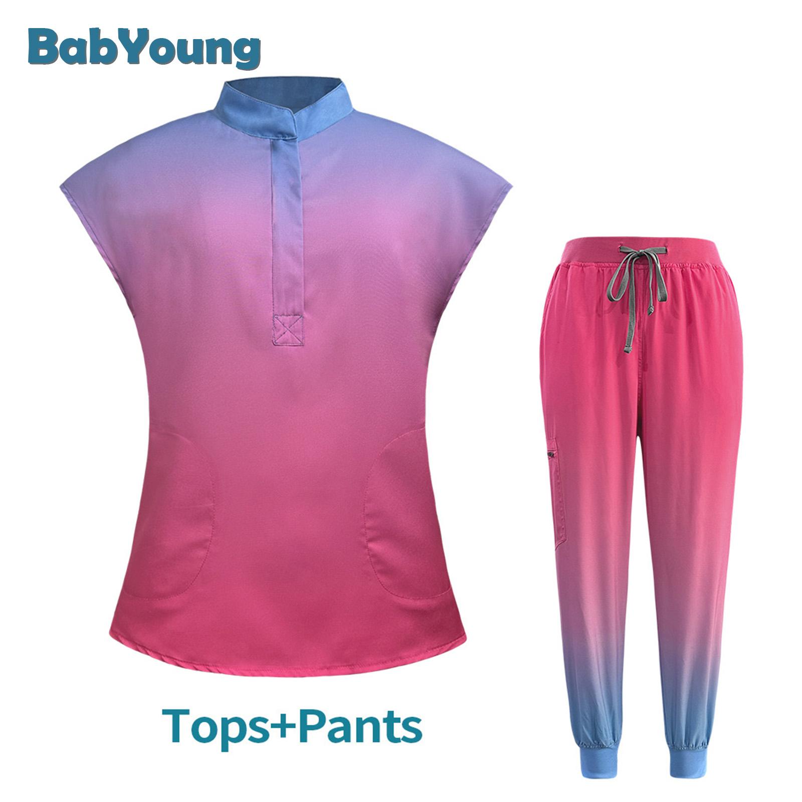 

2025 Новые женские комплекты хирургических костюмов, медицинская форма для медсестер, облегающая больничная стоматологическая клиническая рабочая одежда, хирургические комбинезоны S