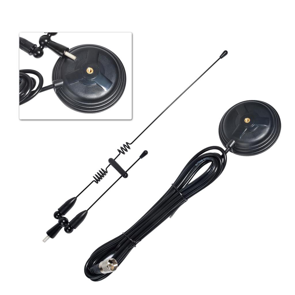 Mobile Antenna with Magnetic MP for Car or Indoor Amateur Radio Antenna with RG58 Coaxial Cable 144/430MHz & VHF/UHF Base, Connector, Use, (Black)