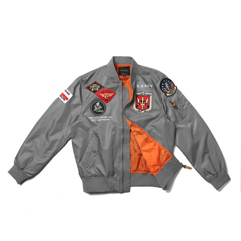 Mens MA1 Flight Jacket Vintage Bomber Embroidered Casual Windproof Coat