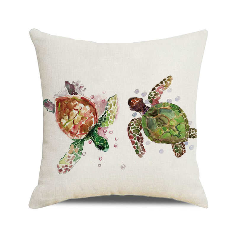Home Decor Colorful Sea Turtle Watercolor Pillow Covers Pattern Cushion Cover Suitable for Sofa Bedroom Car Pillow Cover