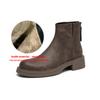 Krazing Pot Cow Skin Round Toe Thick Heels Motorcycle Boots Size 42 Back Zip Women Keep Warm Ankle Boots