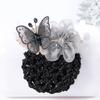 Butterfly Flower Elastic Hair Net Rhinestone Beads Decor Office Hair Flower  Bank Working Hair