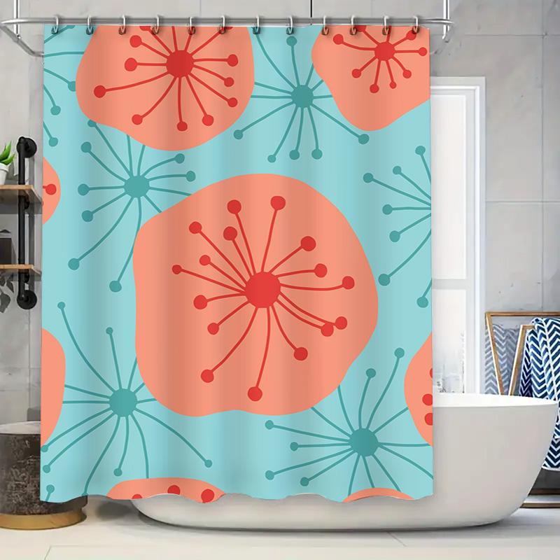 Bath Curtain Decorative Shower curtain Modern Flowers Print Waterproof Polyester Liner for Bathroom Decoration Blue Red Large Si 90x180cm