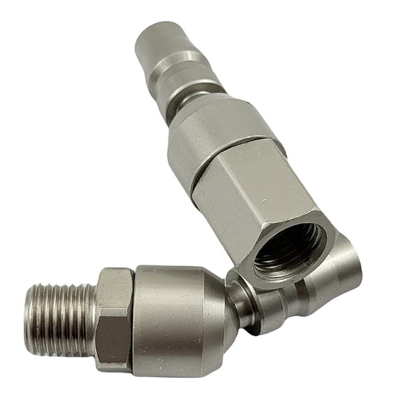 Pneumatic Universal Quick Connector With 360 Degree Rotation For Flexible Air Tool Operation In Confined Areas