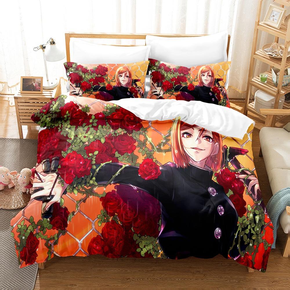 Japanese Famous 3D Anime Jujutsu Kaisen Satoru Gojo Christmas Gift King Twin Double Child Bedding Set Microfiber Duvet Cover Set