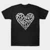 Men Black Print T-shirt Bike Chain Heart No-Cut Transfer Paper Print Cotton Tshirt