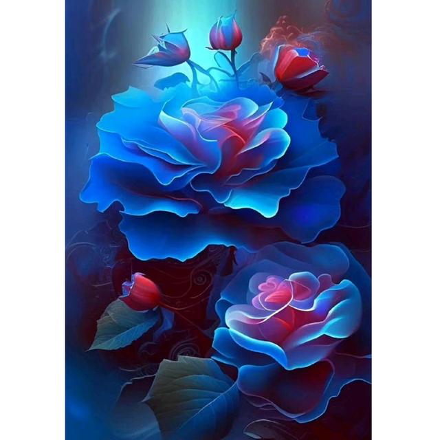 DIY 5D Diamond Painting Blue Rose Butterfly Flower Picture New 2023 Mosaic Art Diamond Embroidery Cross Stitch Kits Crystal Inlay Home Decor U63