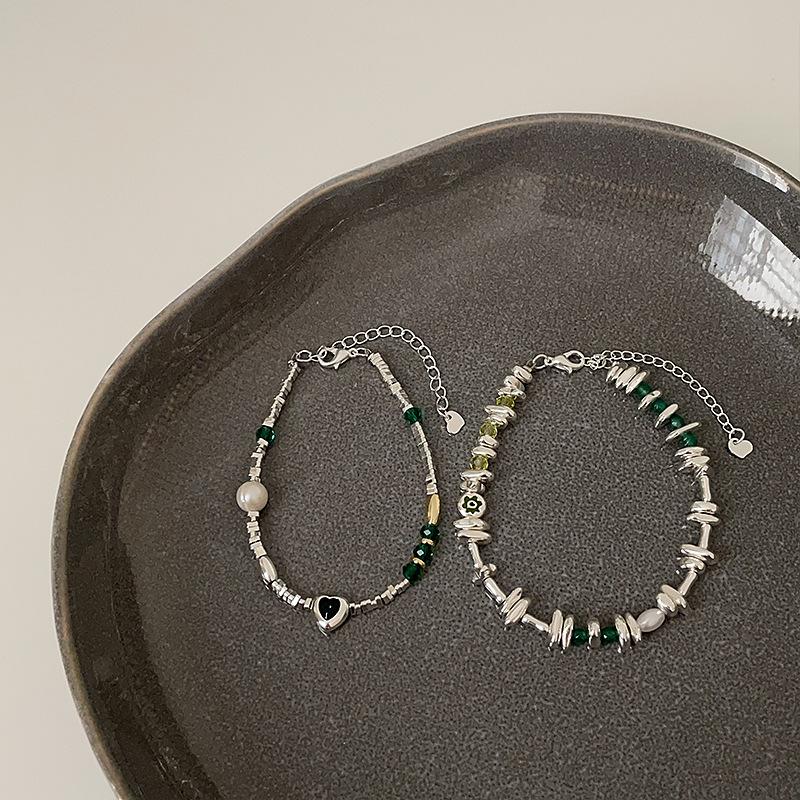 Bracelet d'amour perle argent cassé de niche de luxe léger pour femmes, simple, personnalité, mode, tempérament, tendance, polyvalent, bijou