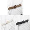Womens Woven Cotton Linen Belt With Round Wooden Buckle For Casual Dress Fashion