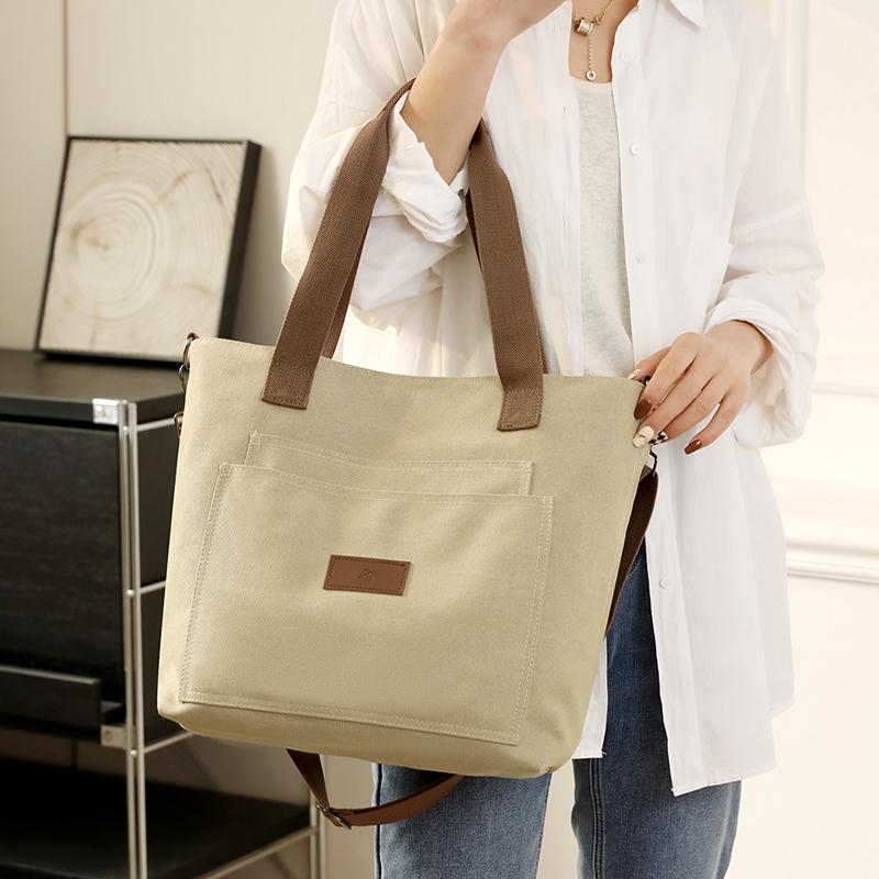 Shoulder Bag Tote Bag Women Solid Color Canvas Bag