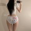 Milky Cute Kitty Low-Waisted Women's Thong - Japanese Sweet Cartoon Print, Comfortable, Hip-Hugging.