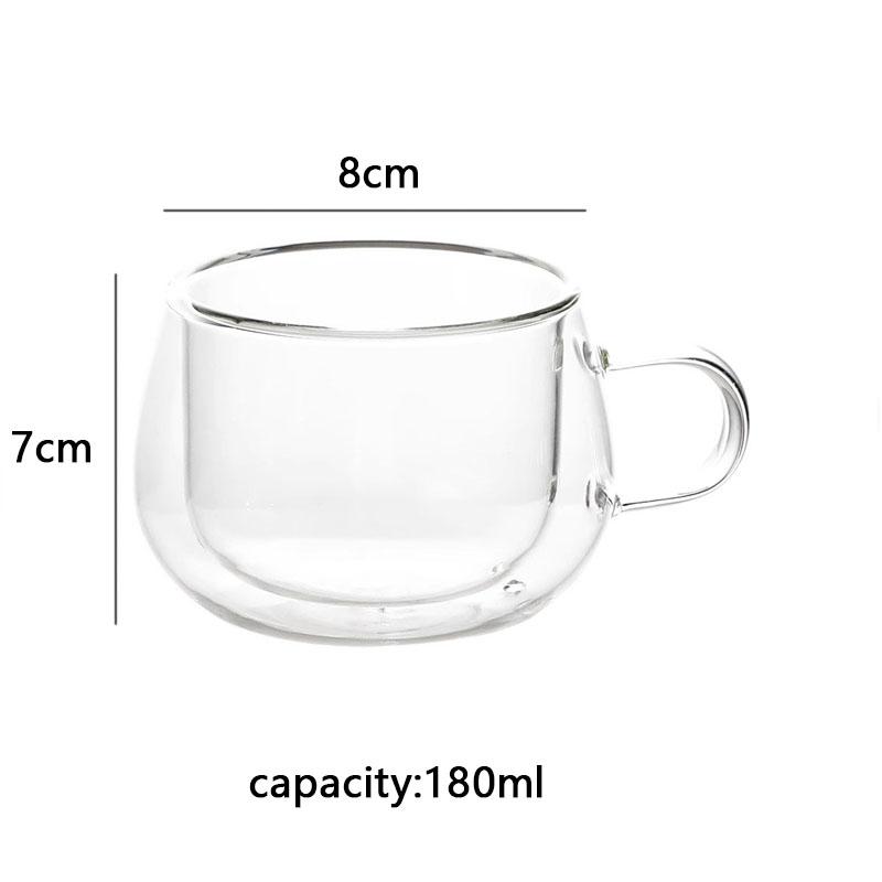 180 ml doppelwandige Kaffeetassen aus Glas, 2er-/4er-Set, klare Espressotassen mit Henkel, hitzebeständige Glastasse für Milch, Latte, Tee