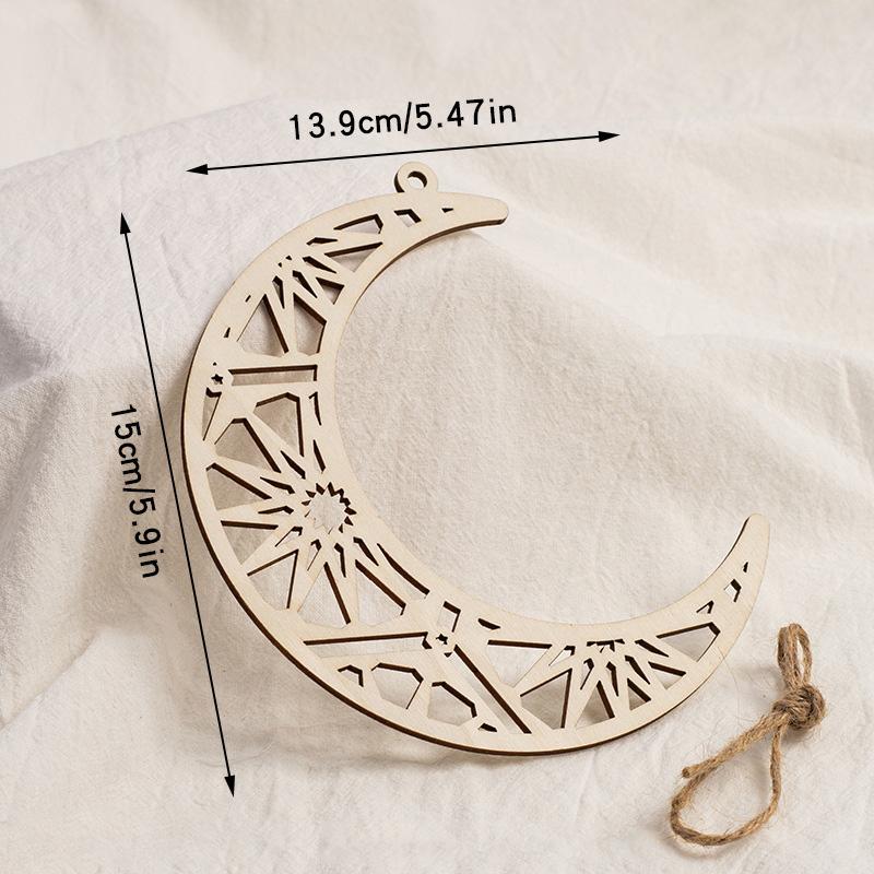 Ramadan Star Moon Hanging Ornament Wooden Ramadan Decorations 2026 Islamic Muslims Party Accessories Eid Ramadan Party Supplies
