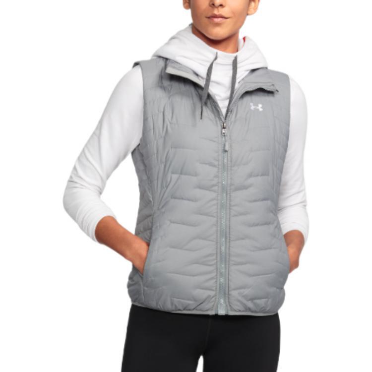 Under Armour Gilet da donna a collo alto con stampa logo a tinta unita Grigio 1303114-025