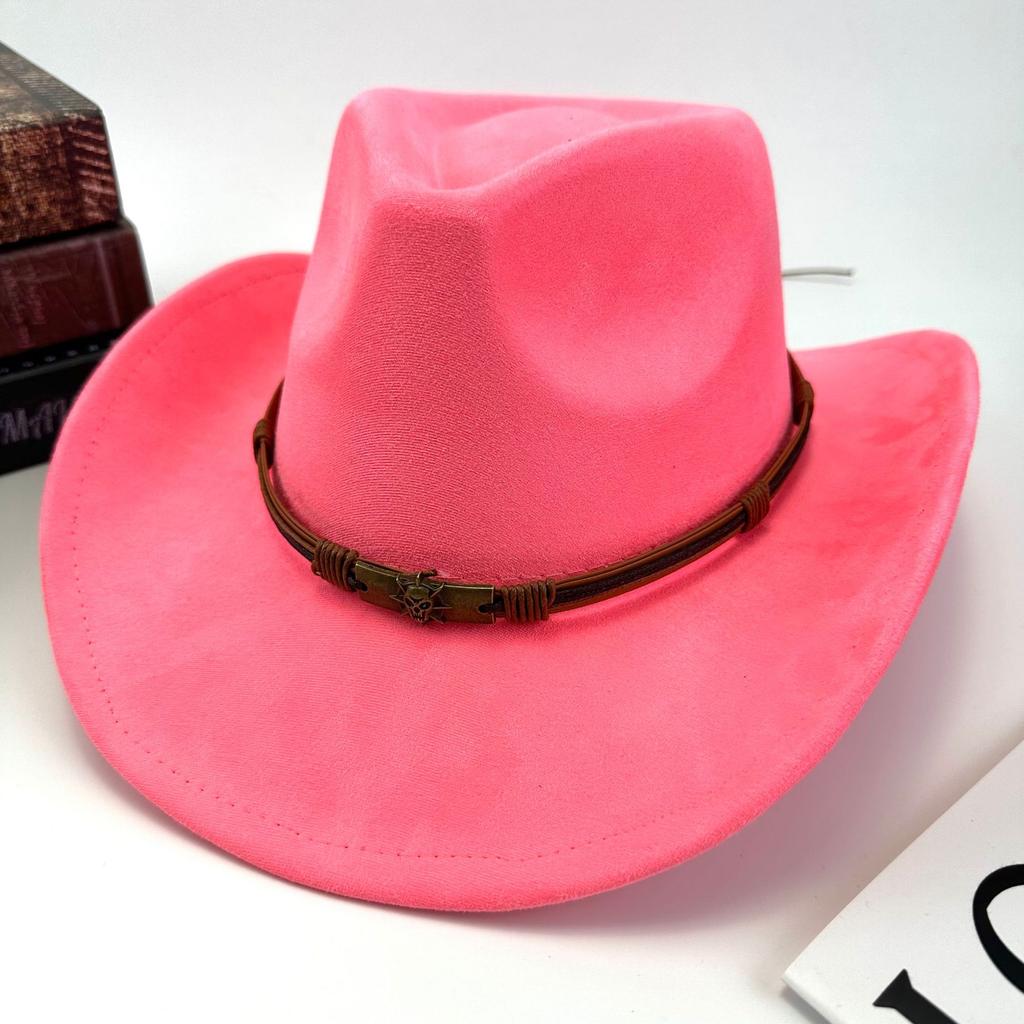Western Cowboy Hat Women Woolen British Suede Belt Peach Heart Top Hat Felt Hat