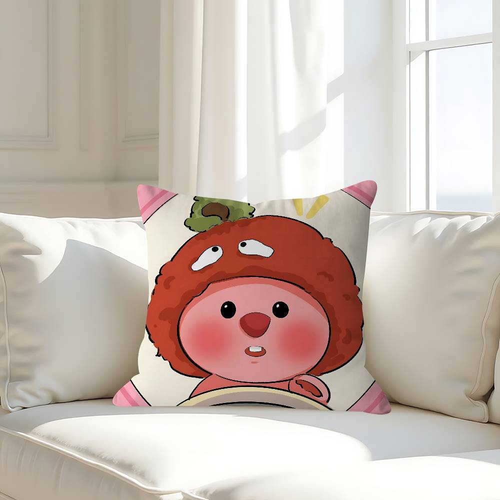 P-Pororos Cute L-Loopy Pillow Case Removable Washable Cushion Cover – All-Season Soft Linen