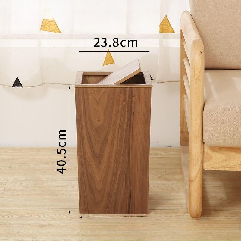 Narrow Space Wooden Trash Can, Right Angle Japanese Style Waste Bin, Slim Storage Basket for Living Room Kitchen