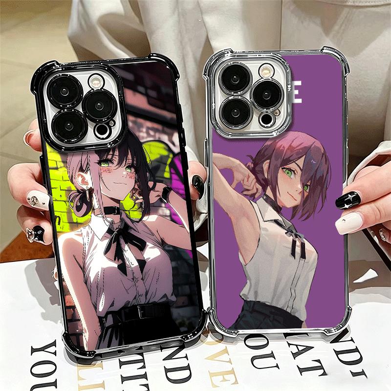 Anime Character R-Reze CSM Soft Phone Case For iPhone 15 16 17 Air 14 Pro Max 16E Plus 13 12 Mini Plating Anti-Fall Fundas