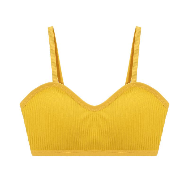 Ribbed Cotton Camisole Wrap with Anti-Exposure Bandeau - Sexy French-Style Women's Lingerie Vest Bra