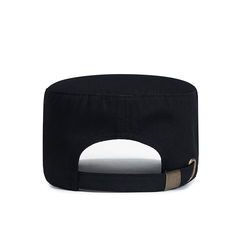 Men's Outdoor Casual Flat-topped Cap with Air Holes Metal Square Label Sunshade Breathability and Adjustable Baseball Cap