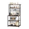 Kitchen Bakers Rack, 800 Mm Width Bakers Rack, Kitchen Stand with X-Shaped Support Bar, 12 S-Shaped Hooks, Double-Layer Top Shelf, Coffee Bar Stand