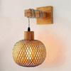 Retro Japanese Style Bamboo Bedside Wall Lamp with Rattan Design for UK Homes