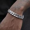 9mm Retro Stainless Steel Cuban Chain Bracelet Simple Silver Color Men Stainless Steel Jewelry Fashion Casual Wear Accessories