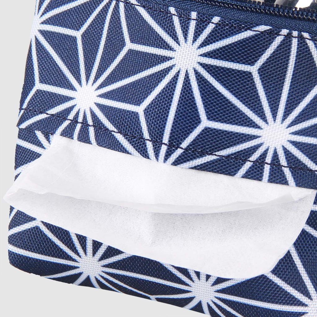 Astro Cosmetic Navy Japanese Hemp Leaf Tissue Small Item Pouch, Blue, Pattern, Case, Case, Compact, 880-12