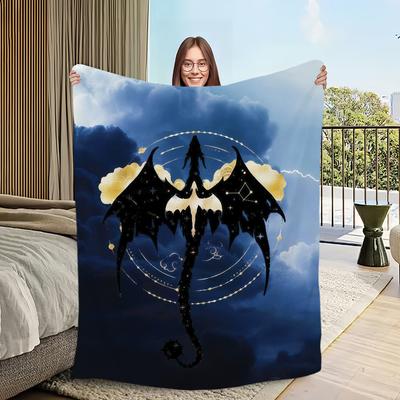 Book F-Fourth W-Wing Dragon Flannel Warm Comfort Soft Plush Blanket for Sofa Living Room Hogar Office Bedroom Travel Gift Home