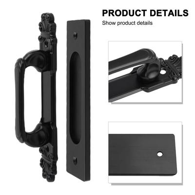 Uchwyt do drzwi przesuwnych Barn Door Handle Czarny, wytrzymały, wewnętrzny, drewniany uchwyt do drzwi, bez dziurkowania, uchwyt do mebli