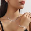 Braut-Halsketten-Ohrring-Set 3 Teile/Set Damenschmuck Strass-Choker