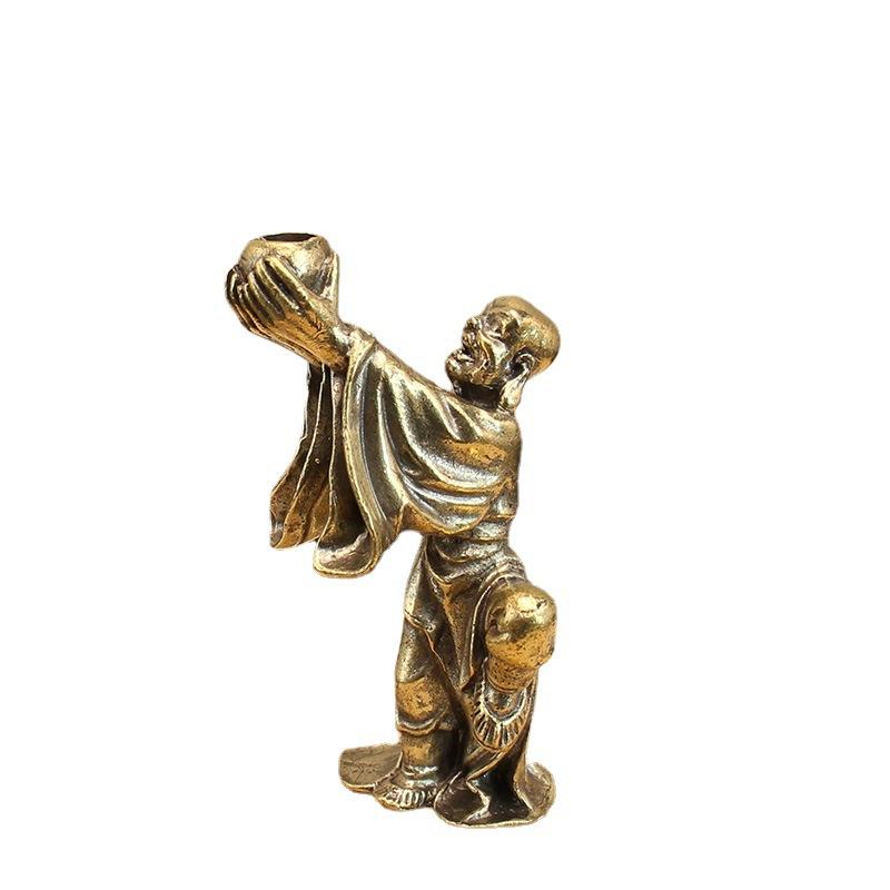 All Brass Eighteen Arhat Ornaments Collection Antique Retro Dragon and Tiger Tabletop Copper Ornaments Solid Mini Copper Man
