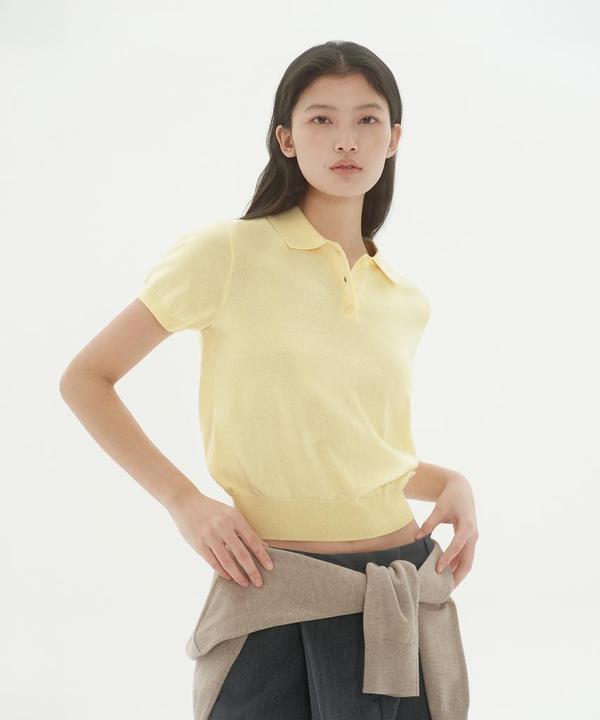 MUSINSA STANDARD WOMAN Women'S Washable Supima Cotton Knitted Polo Shirt [Lemon]