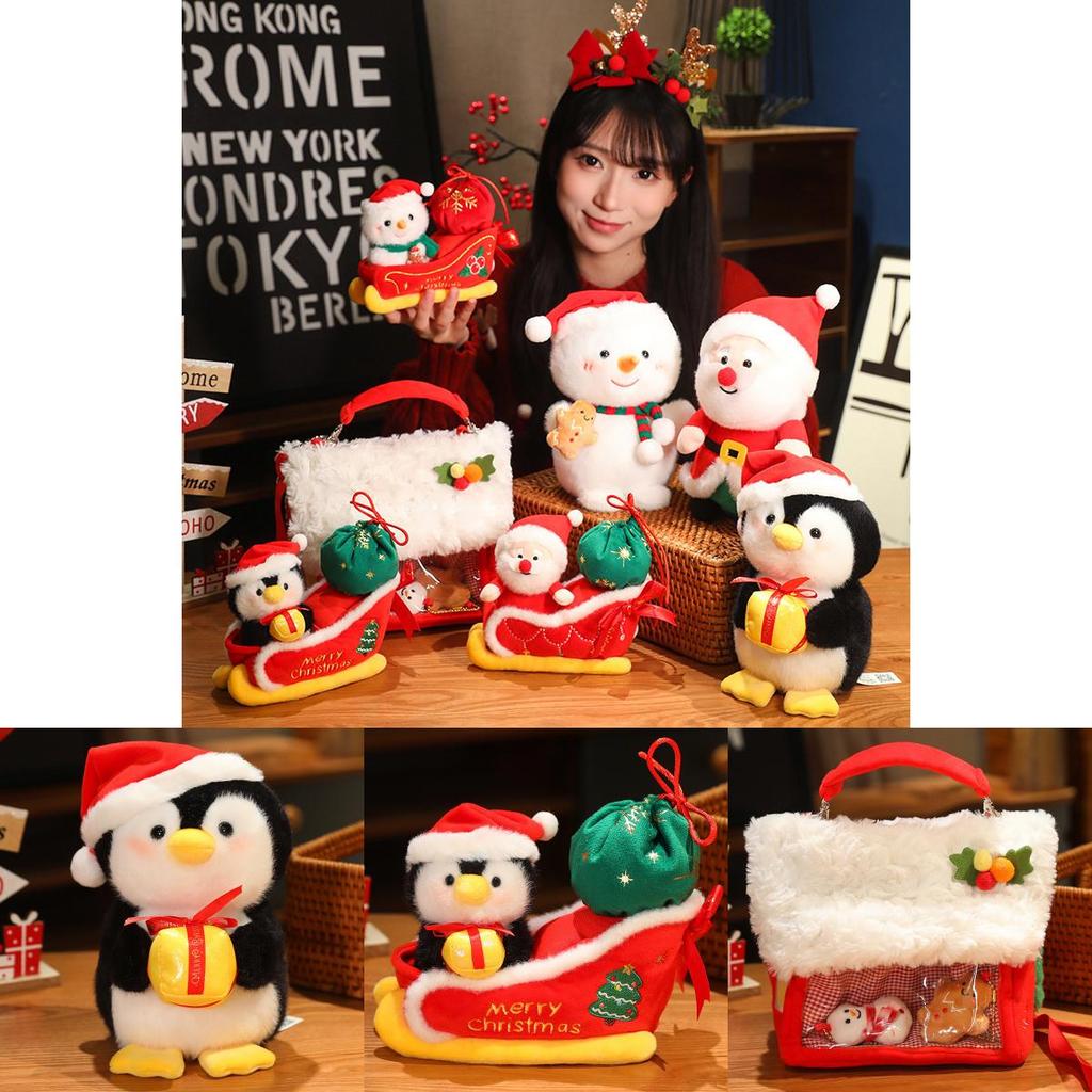Christmas Santa Claus Snowman Penguin Sled Plush Doll Pendant Children Toy For Festive Decor