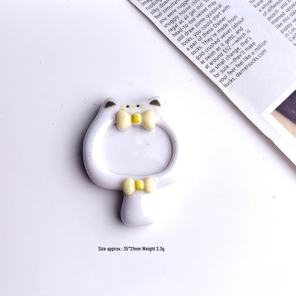 Cartoon Glossy Bow Cat Mirror Resin Ornaments: DIY Hair Clip, Phone Case, or Cup Accessory