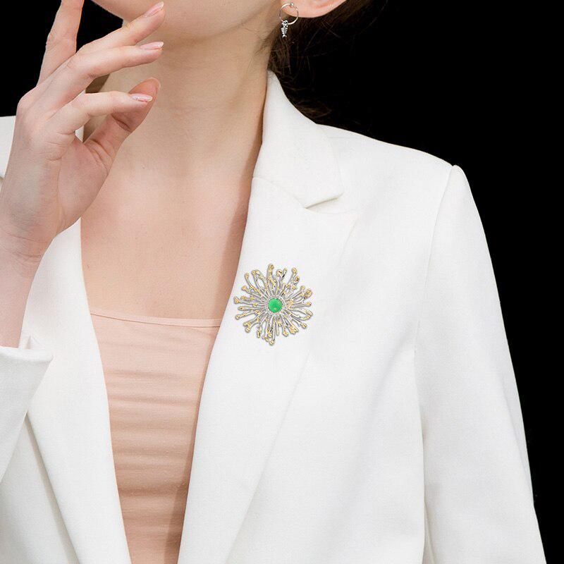 Coral Flower Brooch Pins For Women Men Exquisite Rhinestone Plant Clothes Accessories Wedding Collar Clip
