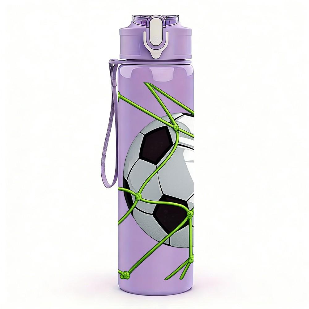 1PC Soccer Ball Net Sport Print 750ml Color Plastic Sports Water Bottle Leakproof Flip Straw Lid Suitable for Sports Office Home Use