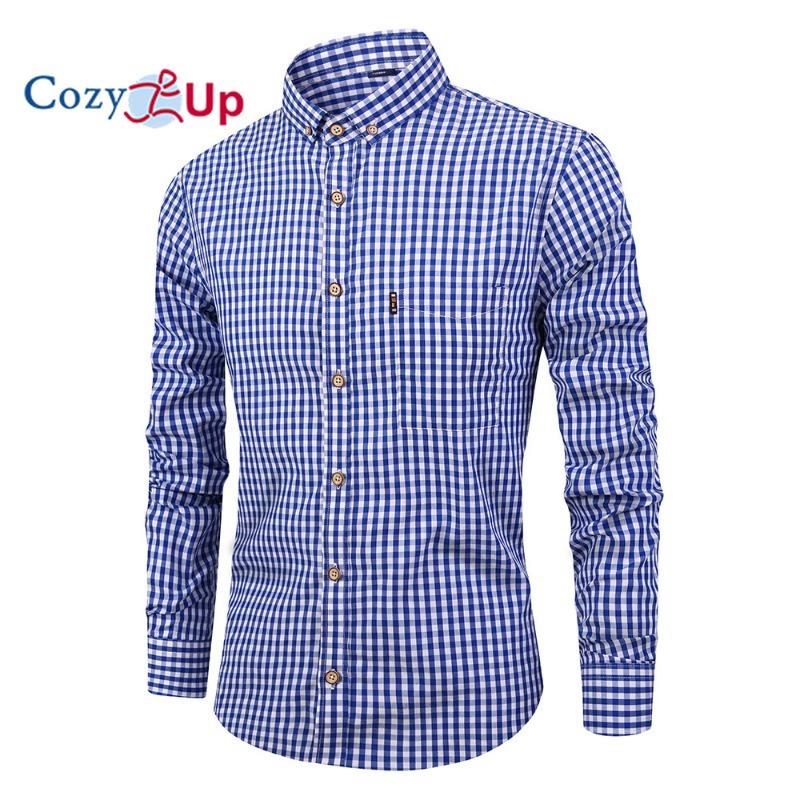 

Уютные мужские клетчатые хлопковые повседневные классические рубашки с длинными рукавами и пуговицами XL темно-синий