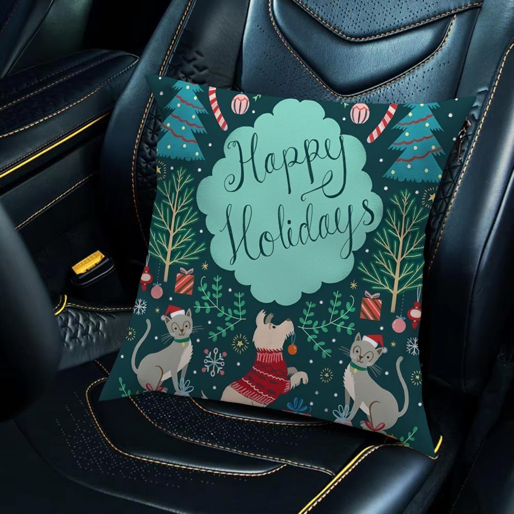 Merry Christmas Art Logo Pillow Case For Car Sofa Decorative Home Double-sided Print Plush Square Throw Pillow Cushion Cover
