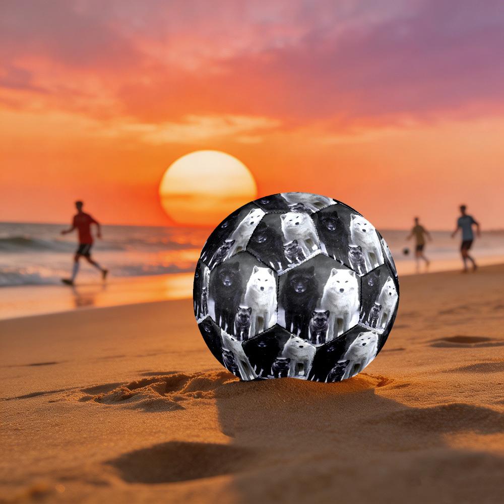 1pc Winter Wolf Family Theme Soccer Ball Football, Size 5, Lightweight PVC, Outdoor Training Soccer Ball,Gift c6526
