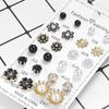12 Pairs/Lot Acrylic Rhinestone Fashion Earrings Set For Women Flower Heart Stud Earring Girls Simple Geometric Earrings Jewelry