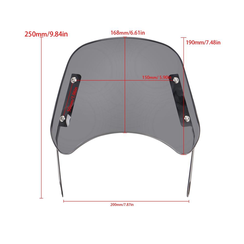 For Yamaha Kawasaki Suzuki Cafe Racer For Harley Honda Motorcycle Universal Black Windshield Wind Deflector Windscreen Fairing