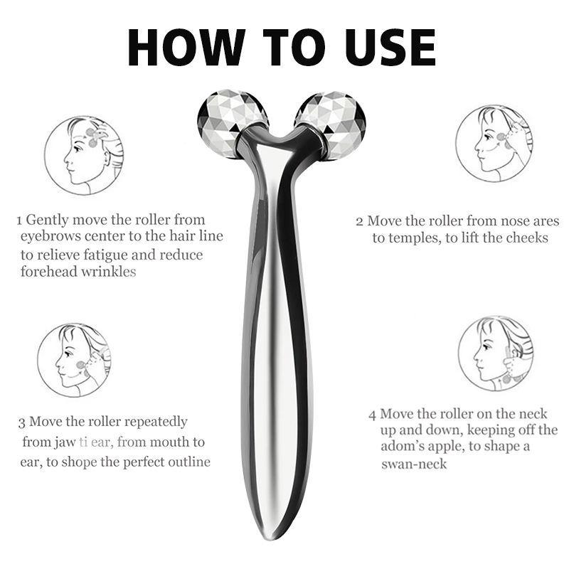 3D Y-shaped Facial Massage Roller 360° Rotating Face Lifting Firming Face Slimming Remover Facial Massager Skin Care Tool
