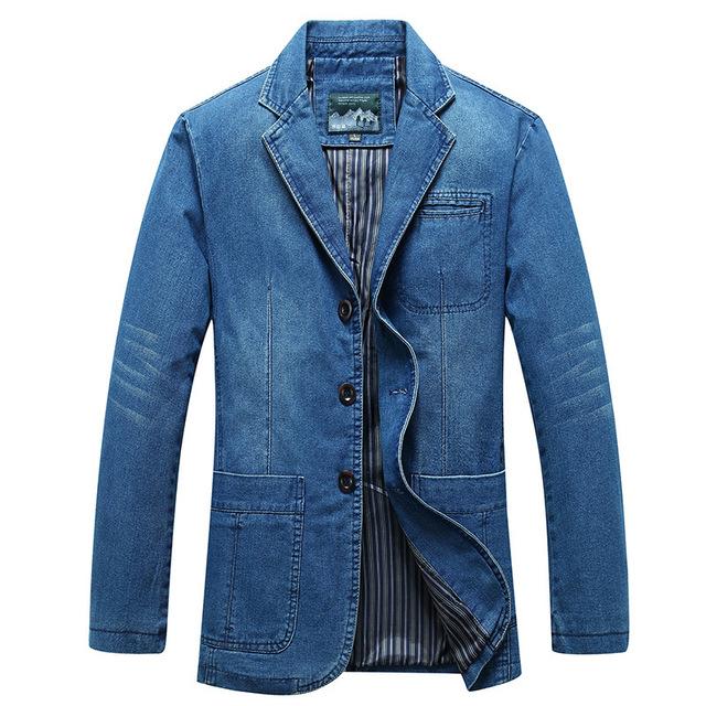 2026 Men 'S New Clothes Three -Button Denim Blazer Casual Loose Youth Solid Color Denim Blazers